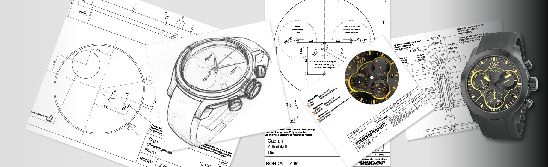 Ronda supports customer projects with design studies and sample watches.