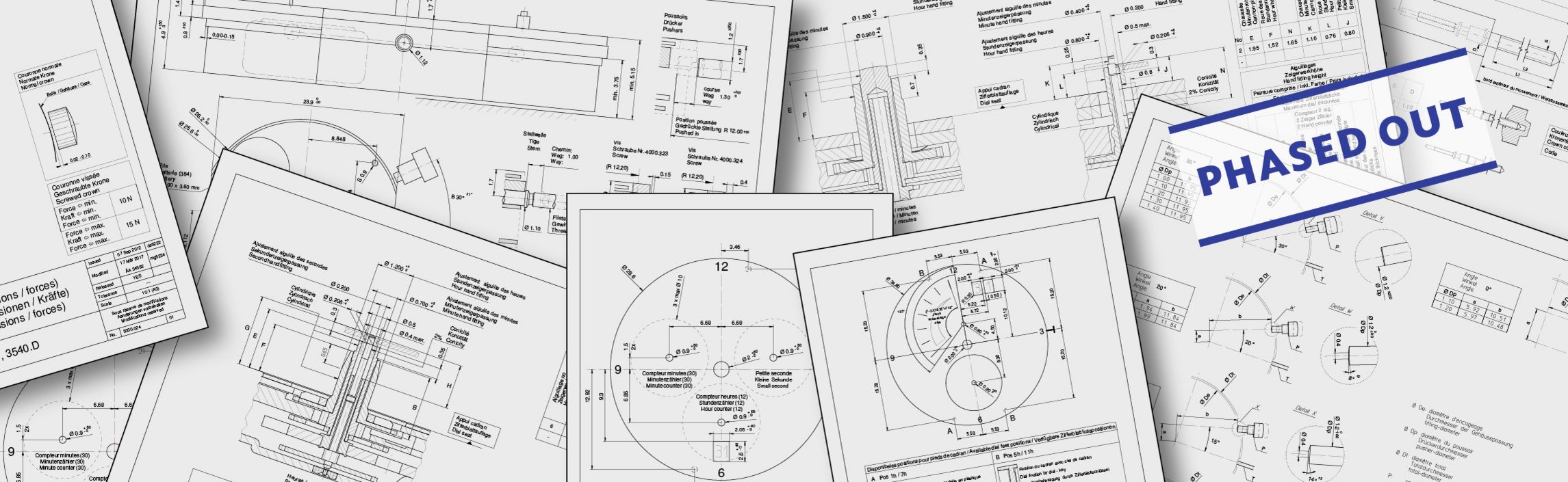 Plans d'habillement sur tous les mouvements Ronda, qui ne sont plus fabriqués.