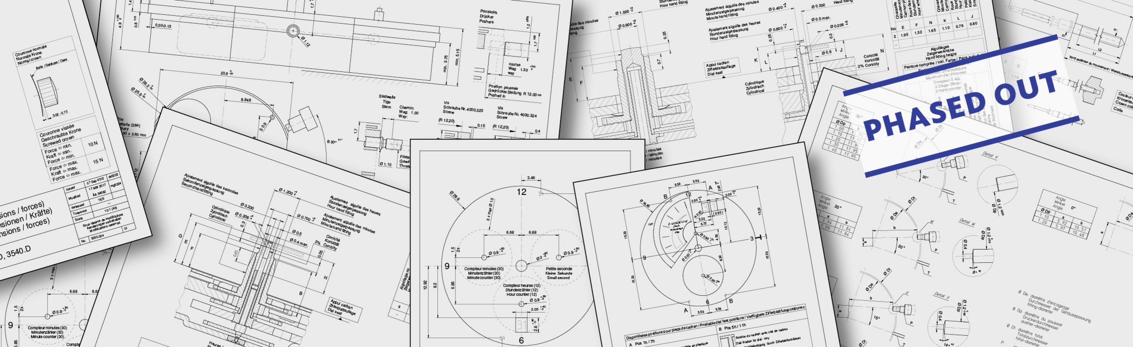 Technical drawings products phased out Technical drawings of all Ronda movements, which are not produced anymore.