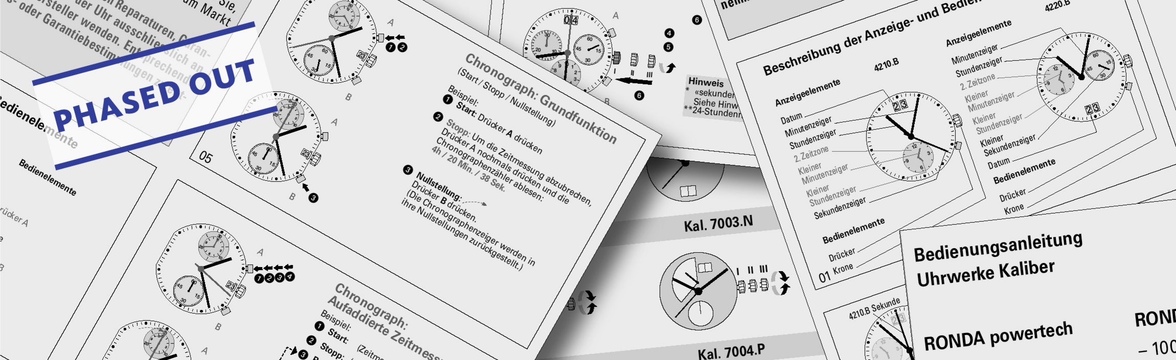 Modes d'emploi de produits en fin de série Modes d'emploi sur tous les mouvements Ronda, qui ne sont plus fabriqués.