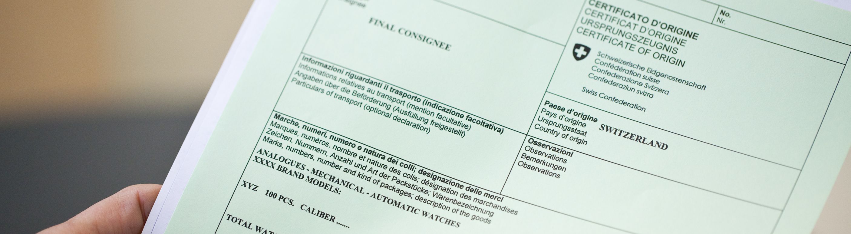 Certificat d'origine suisse Un certificat d’origine pour preuve de provenance suisse